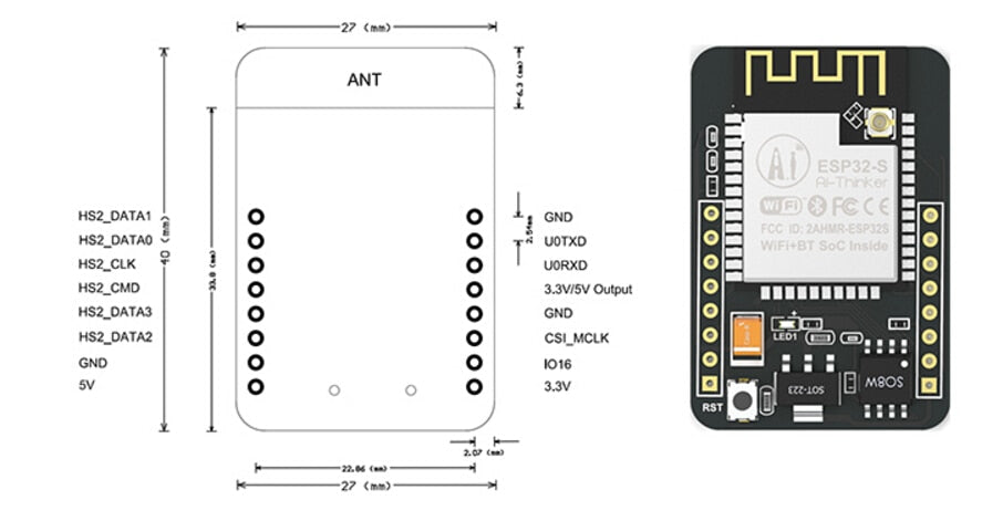 GPIO - ESP32-CAM-MB MICRO USB ESP32 Serial to WiFi ESP32 CAM Development Board CH340 CH340G 5V Bluetooth+OV2640 Camera