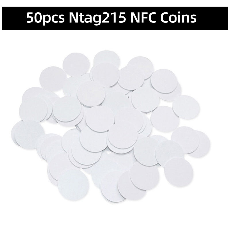 NFC - 50/30pcs NFC Ntag215 Coin TAG Key 13.56MHz NTAG 215 Card Universal Label RFID Ultralight Tags