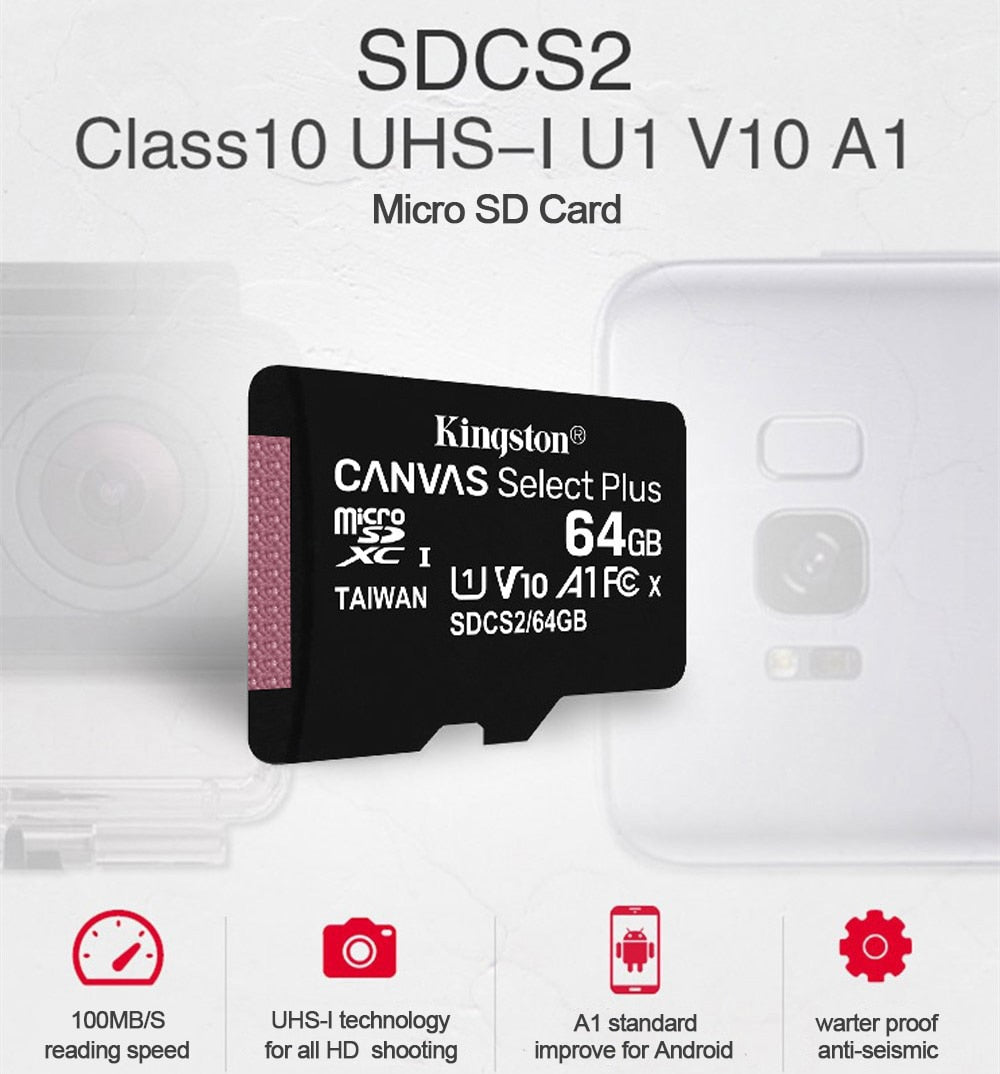 Storage - Kingston Memory Card 32GB/64GB/128GB Micro SD TF MicroSD SDCS2 100MB/S Reading Speed Class 10 Flash Card SD