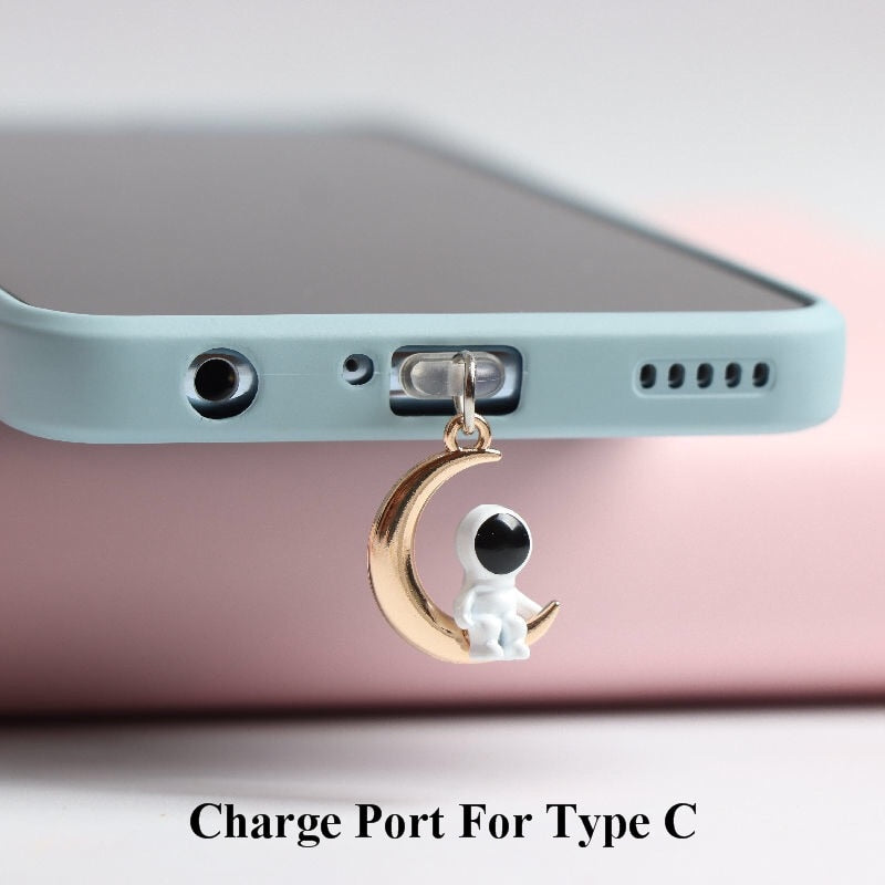 Charms - Astronaut Dust Plug Charm Cute Charge Port Anti Dust Plug Kawaii   Usb Type C Plug For iPhone Earphone Jack Stopper Cap Pendant