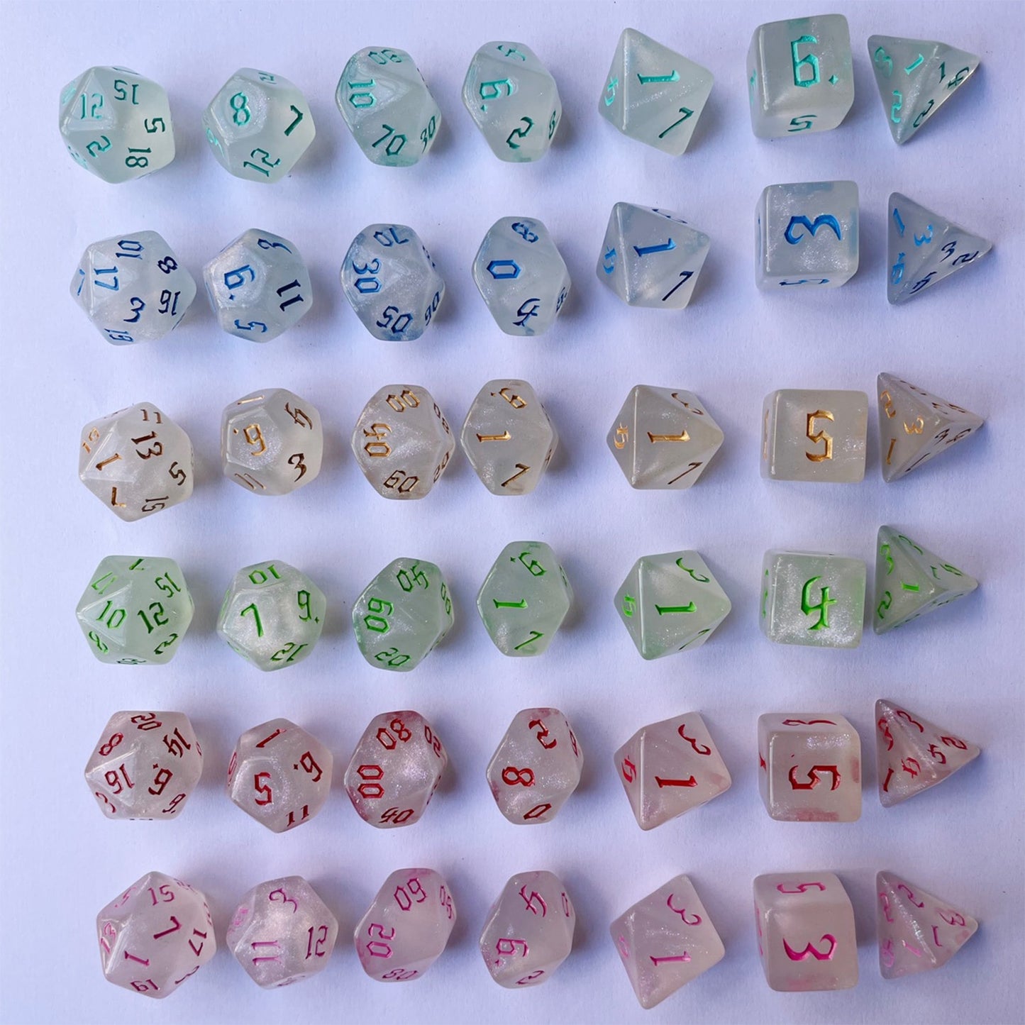 Games - 7/10Pcs Double-Colors Polyhedral Dices with Pouch Set D4, D6, D8, D12,D20, D10 for Board Game Role Playing Game Party