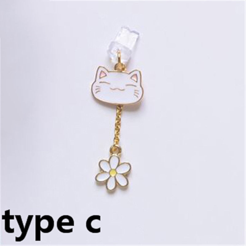 Charms - Anime Dust Plug Charm Kawaii Animal Cat Anti Dust Cap Cute Charge Port Plug For iPhone USB C Protection Stopper Phone Pendant
