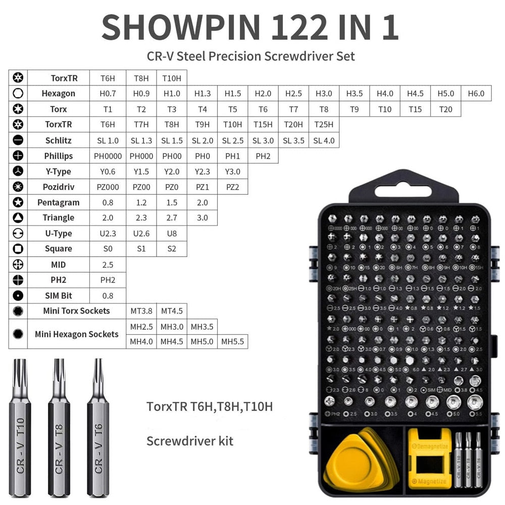 Tools - Computer Repair Kit,122 in 1 Magnetic Laptop Screwdriver Kit, Precision Screwdriver Set, Small Impact Screw Driver Set with Case