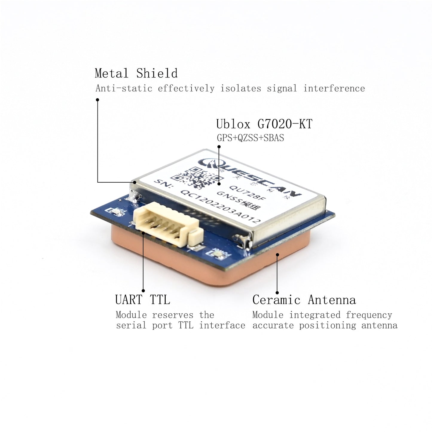 GPIO - GNSS GPS Module Integrated Antenna Positioning 51 stm32 UNO Raspberry Pi GPS Module,PPS TX RX VCC GND,G7020-KT,NMEA0183,3.3-5.0V