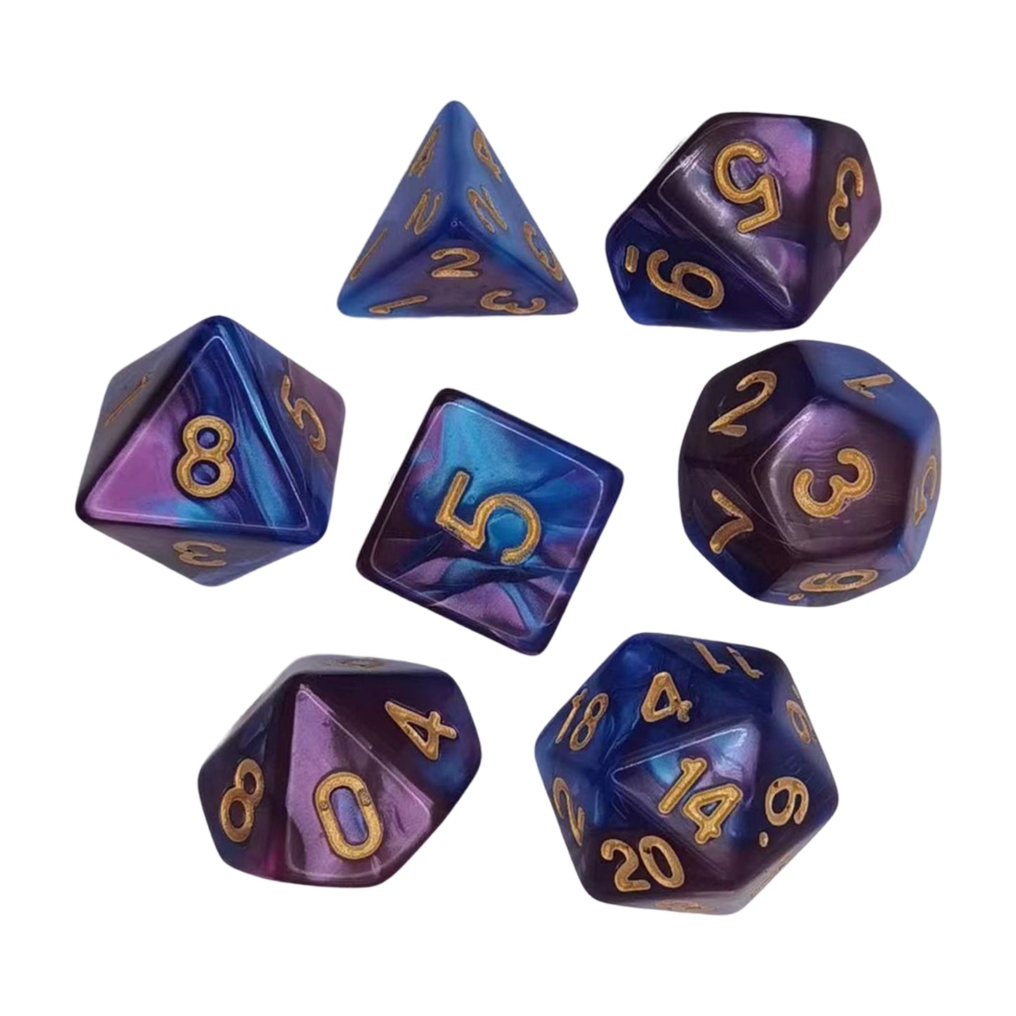 Games - 7/10Pcs Double-Colors Polyhedral Dices with Pouch Set D4, D6, D8, D12,D20, D10 for Board Game Role Playing Game Party