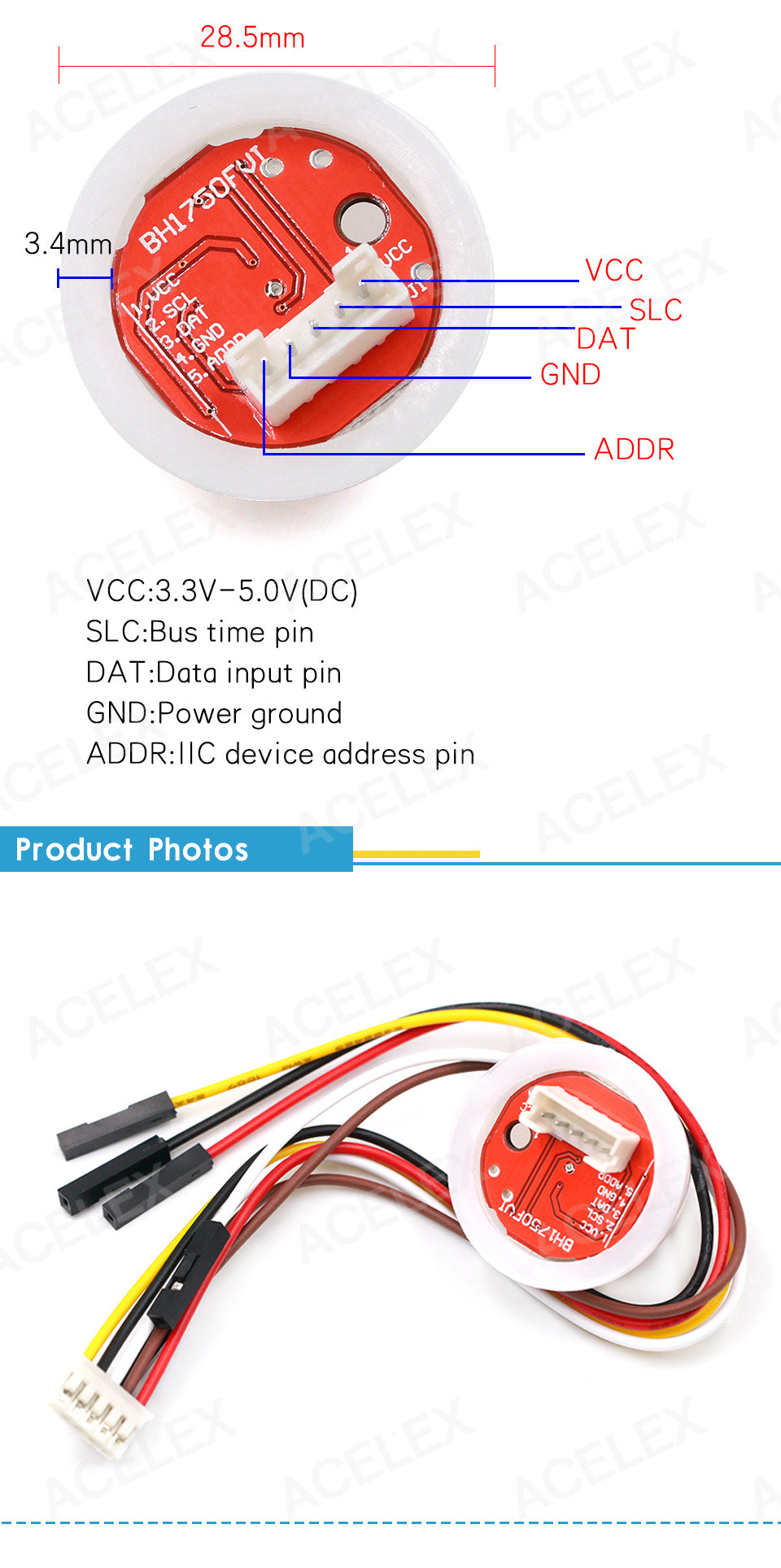 GPIO - BH1750FVI Chip Light Intensity Light Module Light Ball for Arduino DIY KIT DC 5V