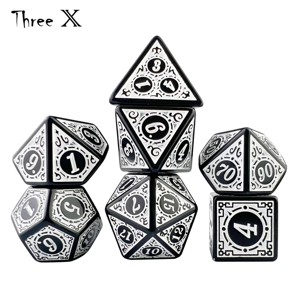 Games - DND 7pcs Polyhedral  Acrylic Dice Set for Opaque D4-D20 Multi Sides Board Game