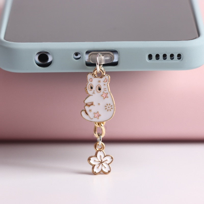 Charms - Cat Phone Dust Plug Charm Kawai Android Anti Dust Cap Pendant Charge Port Plug For iPhone Type C Dust Protection Stopper