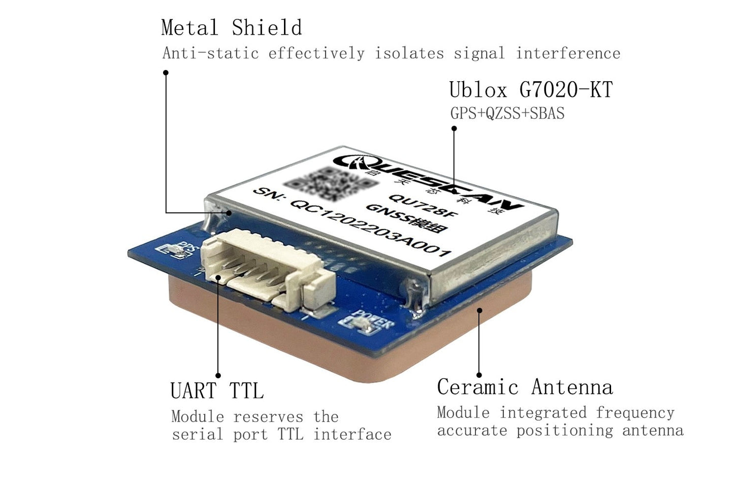 GPIO - GNSS GPS Module Integrated Antenna Positioning 51 stm32 UNO Raspberry Pi GPS Module,PPS TX RX VCC GND,G7020-KT,NMEA0183,3.3-5.0V